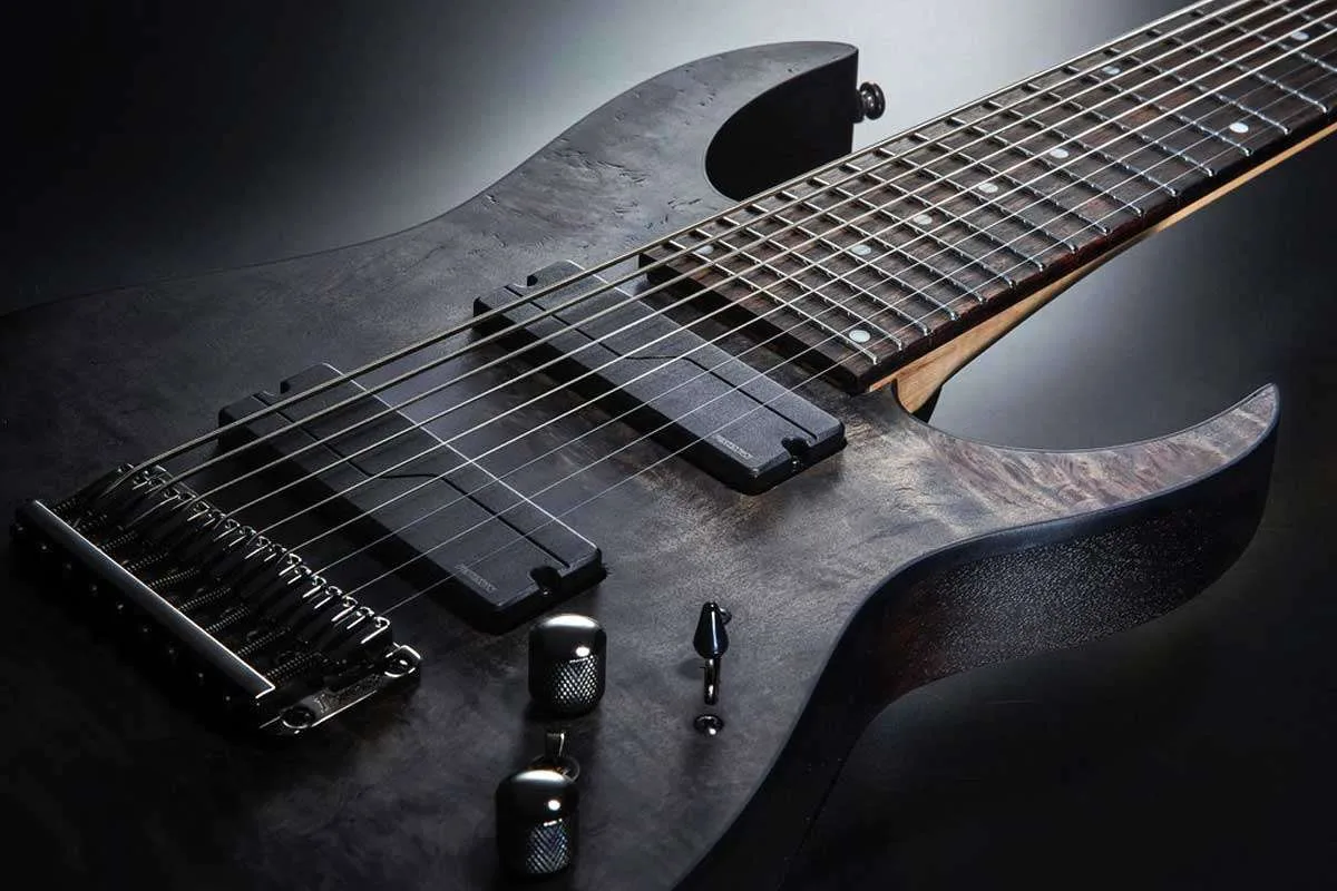 nine string guitar tuning, youtube video, highest string, higher tuned string, top strings, high strings, higher string, ibanez