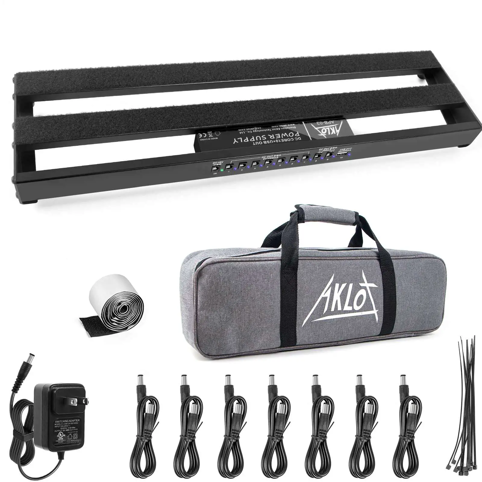 AKLOT Guitar Pedal Board with Built-in Power Supply