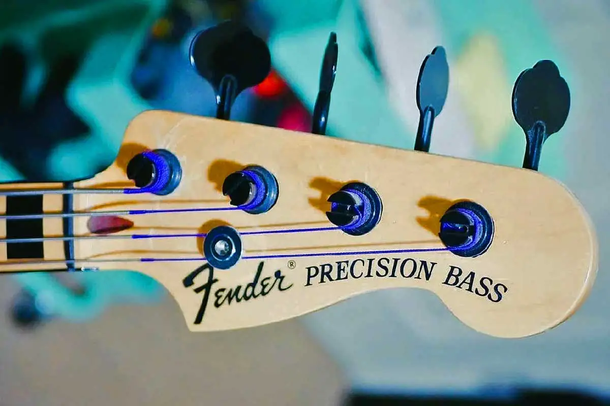 fender precision bass headstock with string tree retainer